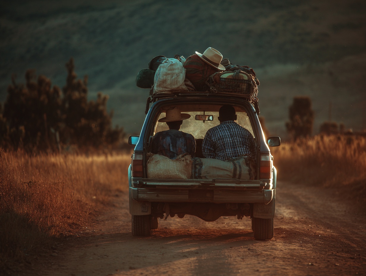 Friends driving long‑distance through rural South Africa